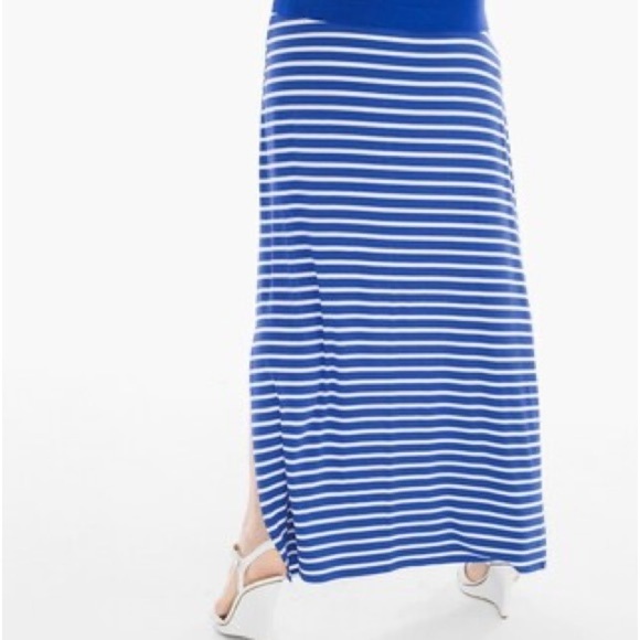 Chicos Tinley maxi striped blue white nautical skirt size 3 XL NWT flattering - Picture 2 of 7